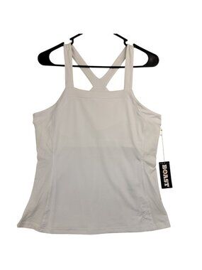 Boast Womens Racerback Tennis Pickleball Golf Tank S White Stretch Preppy Fairy